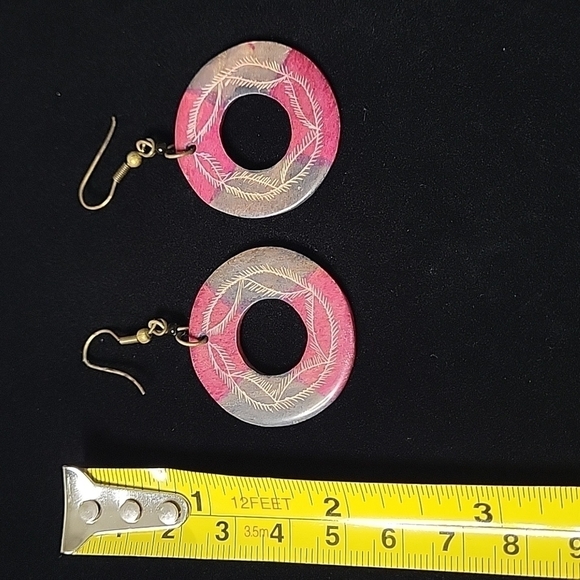 Handmade soapstone earrings, hoops. - Picture 4 of 4